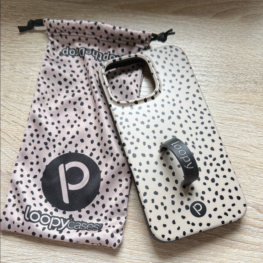iPhone 16 Pro Max Loopy Case - Beige with Black Speckle Pattern